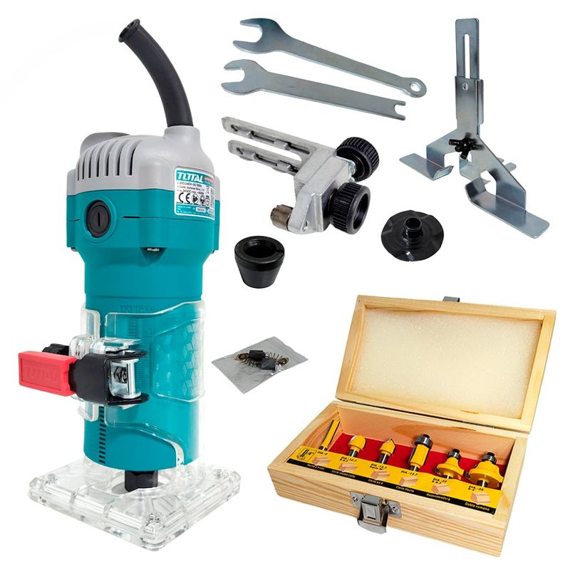 TOTAL TOOLS - RUTEADORA FRESADORA TUPI DE MANO PALMA TOTAL TLT6001 600W + 6PZAS