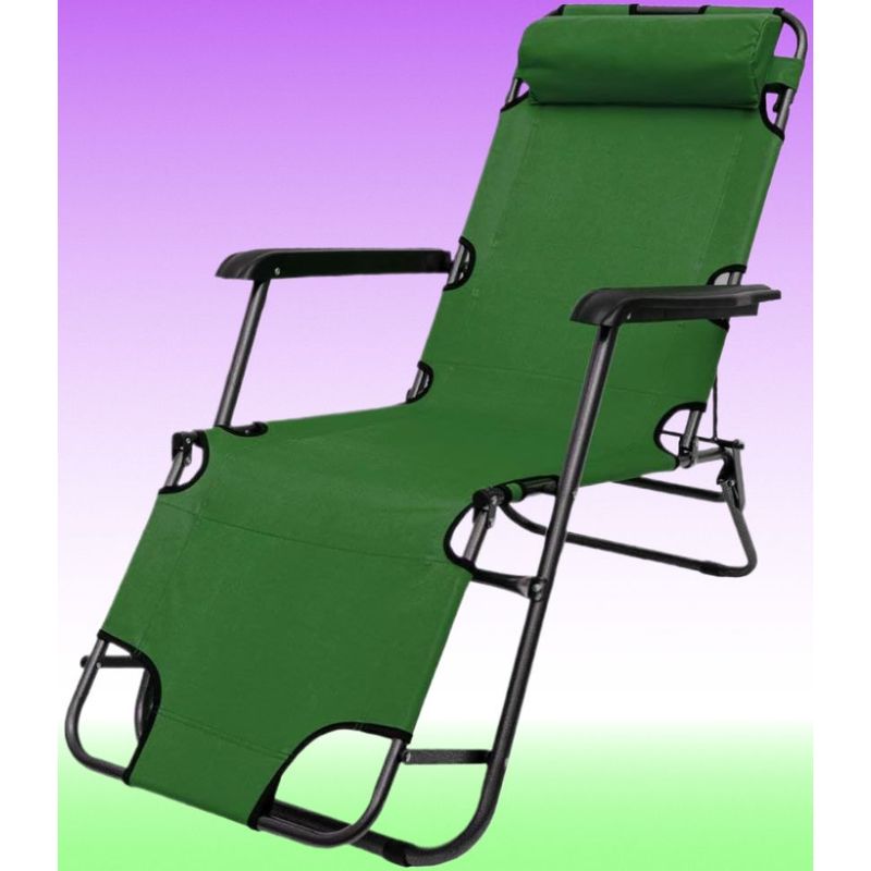 GENERICO - SILLA PLEGABLE REPOSERA RECLINABLE TERRAZA PLAYA CAMPING GRAVEDAD CERO VERDE