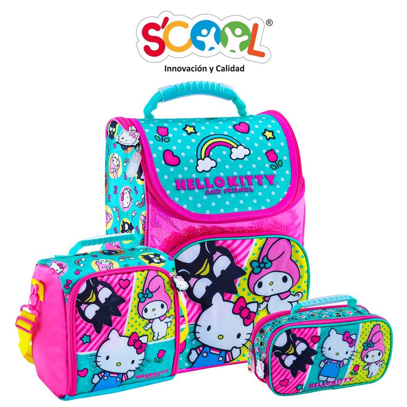 SCOOL - MOCHILA HELLO KITTY Y FRIENDS SET 3 PIEZAS SCOOL MAGIC
