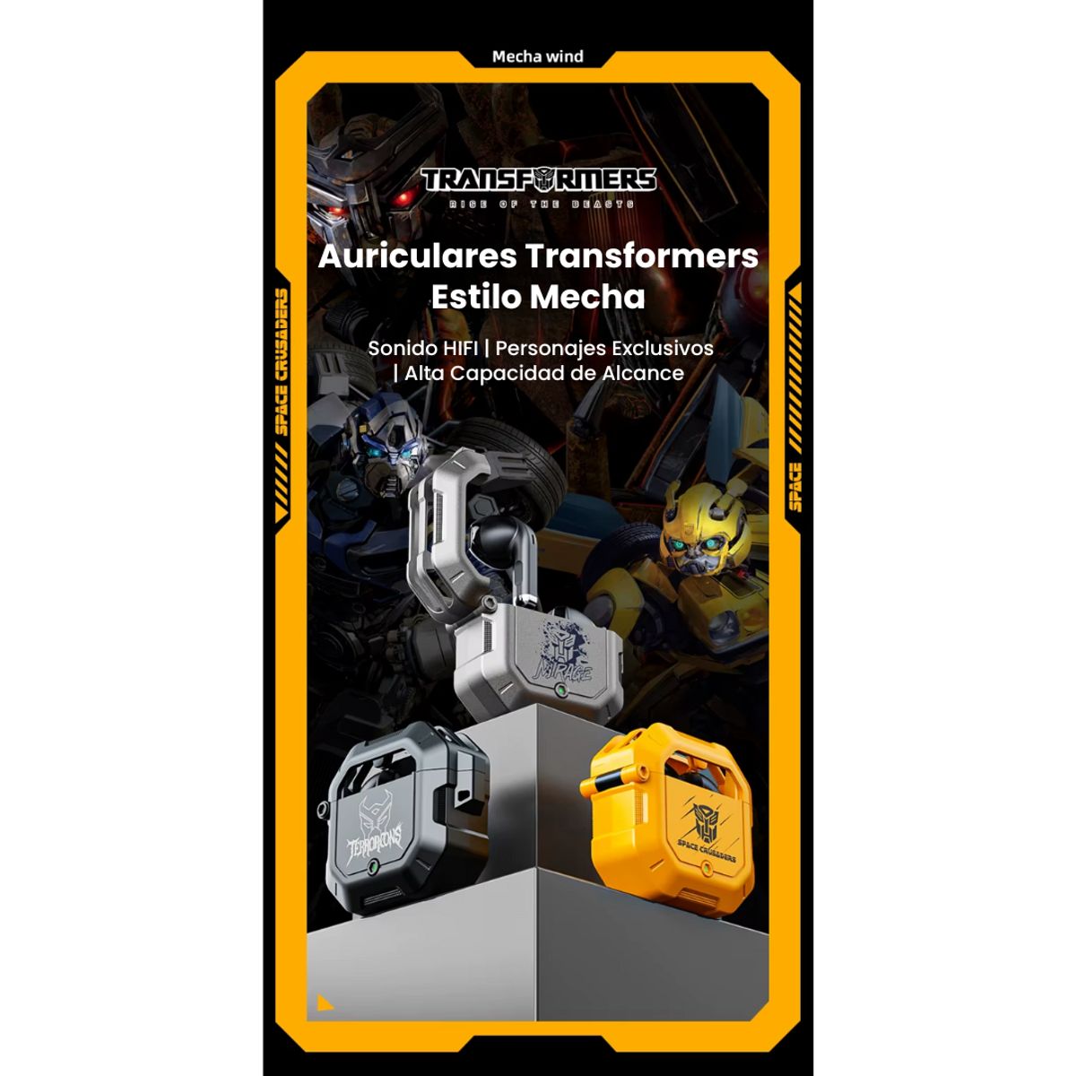 TRANSFORMERS - Auricular inalámbrico Transformers TF-T12 AMARILO