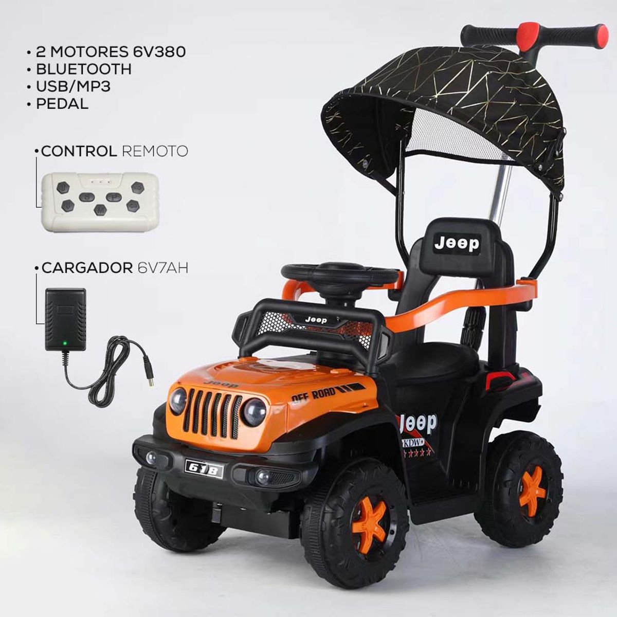 BABYKISS - CARRO CON CONTROL REMOTO ELECTRICO TODO TERRENO NARANJA