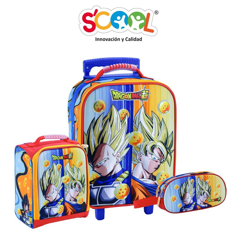 SCOOL - MALETA MOCHILA DRAGON BALL SET 3 PIEZAS SCOOL MAGIC