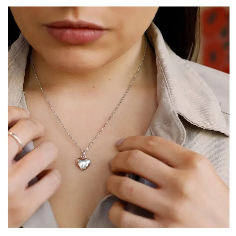 OEM - Collar Mujer Corazon Bombeado Acero Inoxidable 316L Navidad