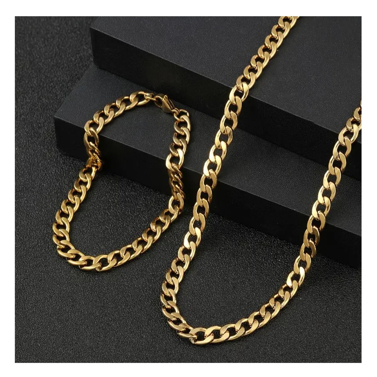 OEM - CADENA + PULSERA HOMBRE ESLABON ACERO INOXIDABLE 316L x SAN VALENTIN