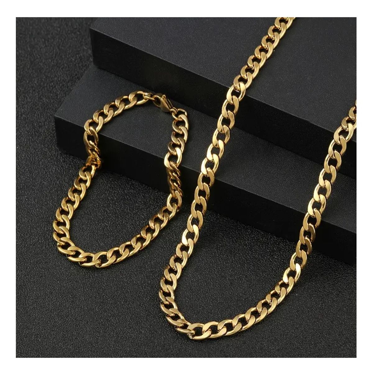 OEM - CADENA + PULSERA HOMBRE ESLABON ACERO INOXIDABLE 316L x SAN VALENTIN