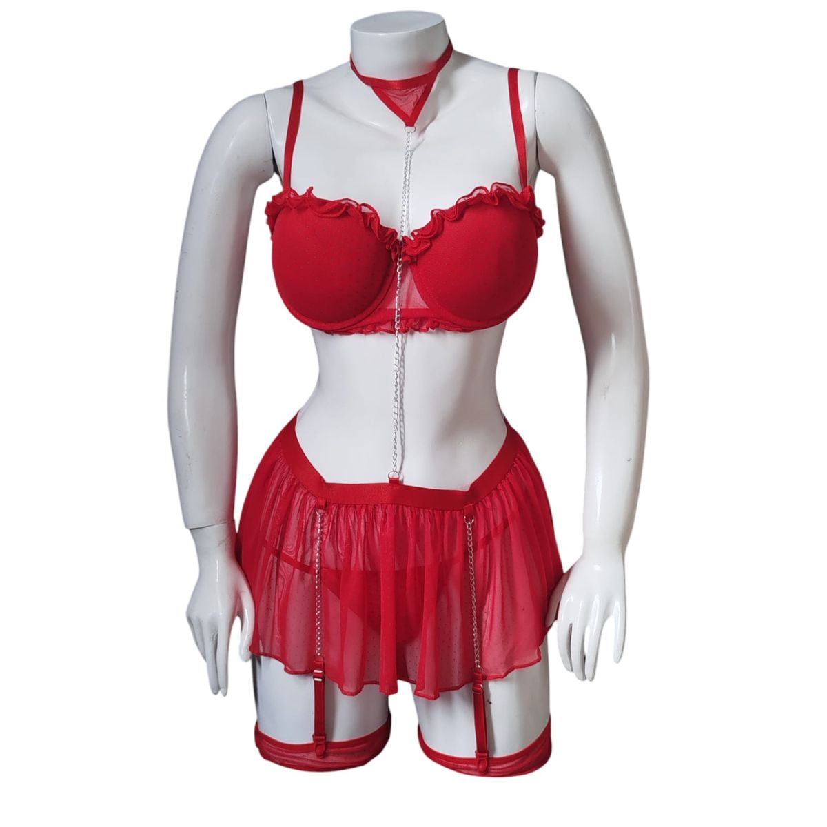 GENERICO - LENCERIA SEXY ENCAJE TRANSPARENTE PORTALIGA LIGERO