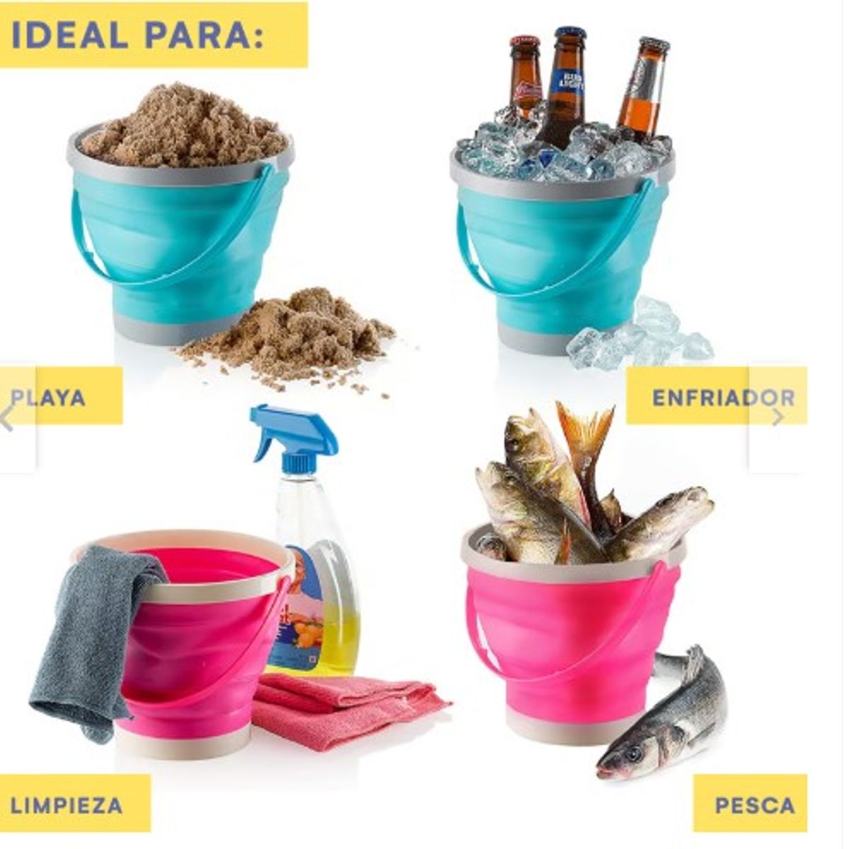 GENERICO - Set 2 Cubetas Balde Plegable Retractil Multiuso - Multicolor