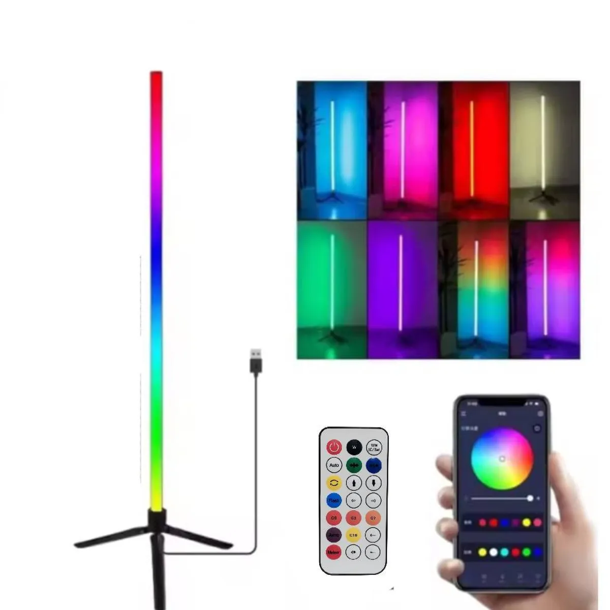 GENERICO - Lampara Led Rgb Barra con Tripode 120cm Ritmica