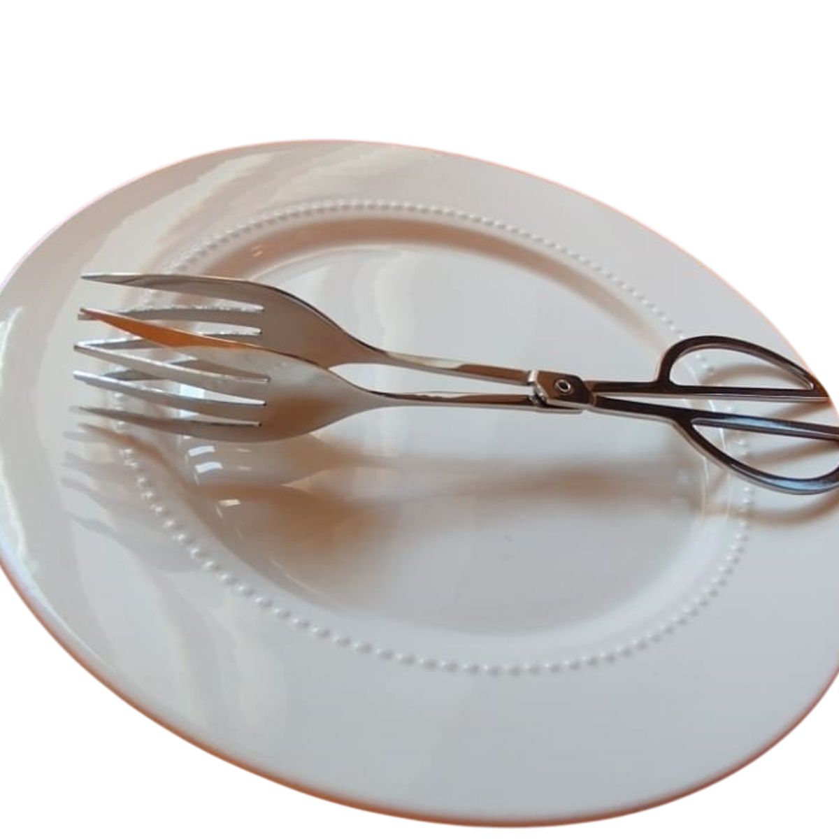 GENERICO - Tijera Punta Tenedor metálica para Carnes y ensalada