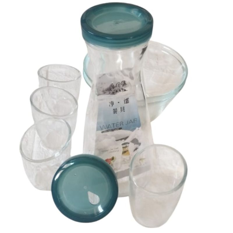 GENERICO - Set x 7 Jarra + 4 vasos + 2 bowls de vidrio