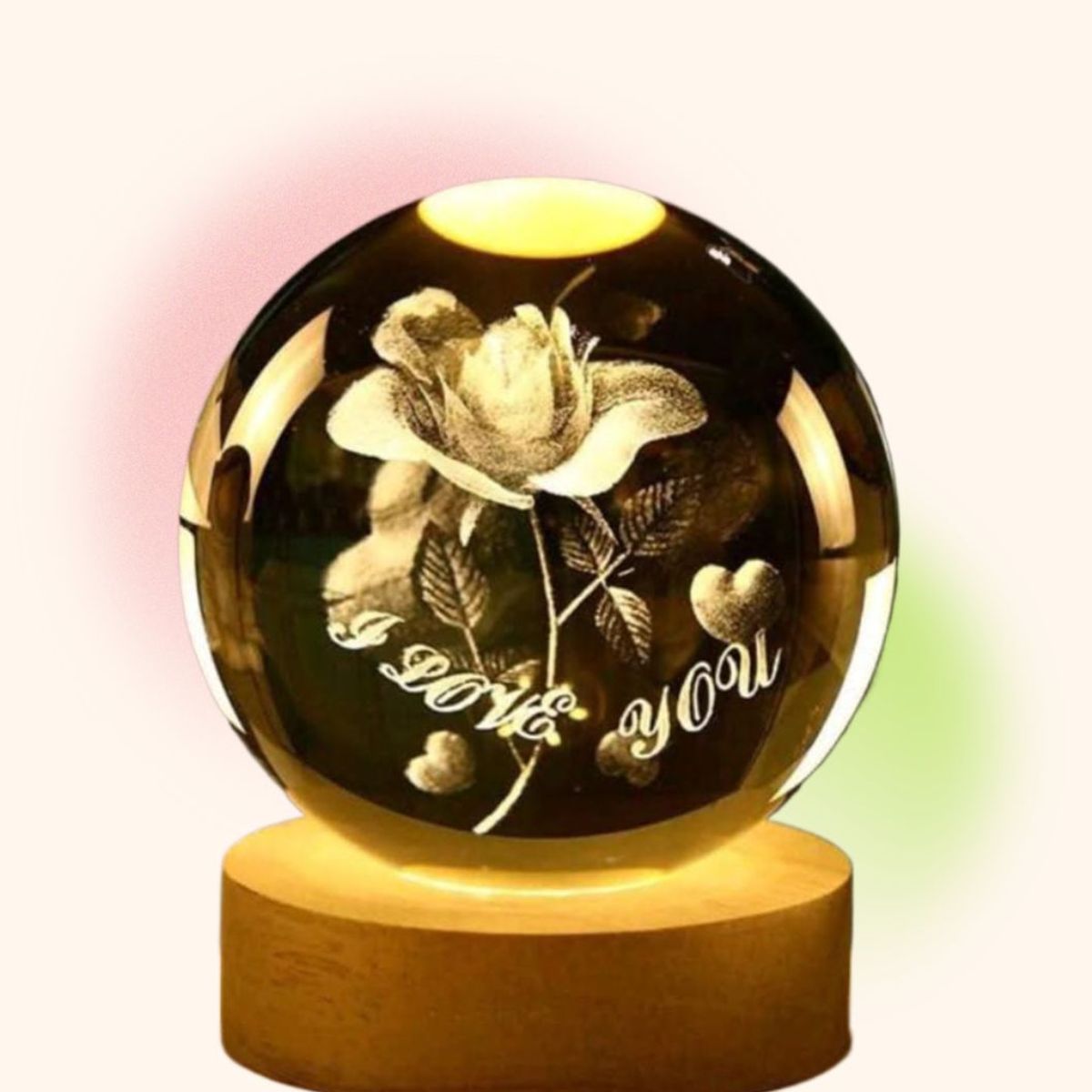 GENERICO - ESFERA DE CRISTAL LÁMPARA LED ADORNO ILOVE GIGANTE DECORATIVO 3D