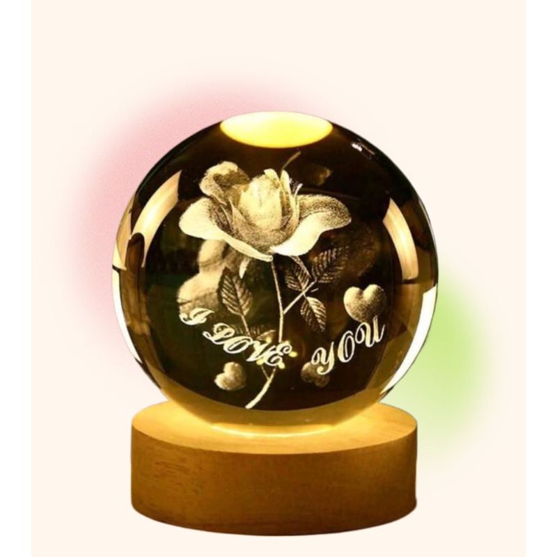 GENERICO - ESFERA DE CRISTAL LÁMPARA LED ADORNO ILOVE GIGANTE DECORATIVO 3D