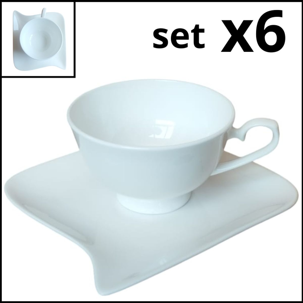 GENERICO - set de 6 Tazas y 6 Platillo Estilo Europeo