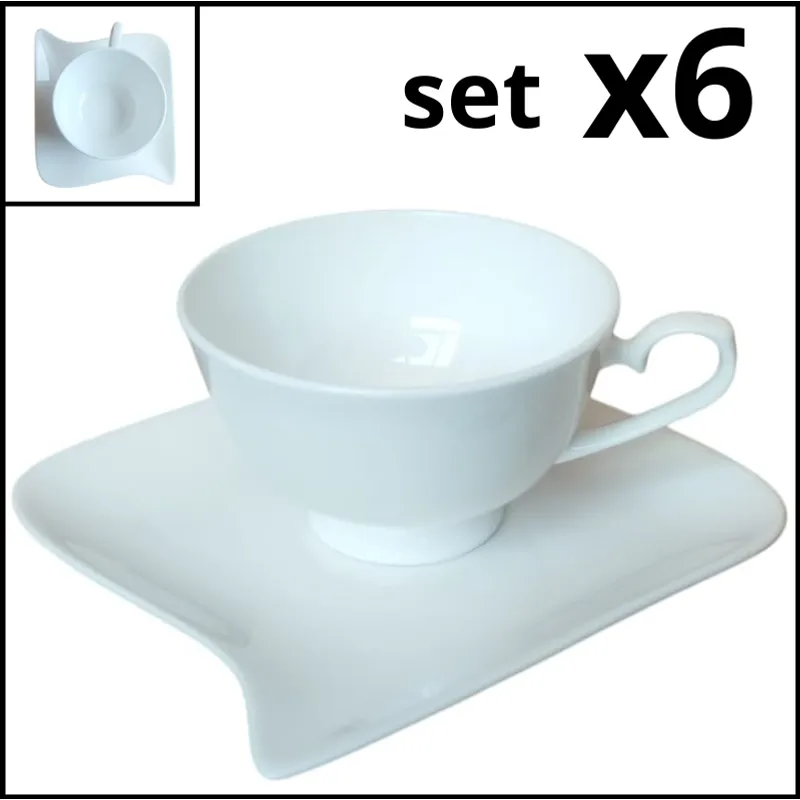 GENERICO - set de 6 Tazas y 6 Platillo Estilo Europeo