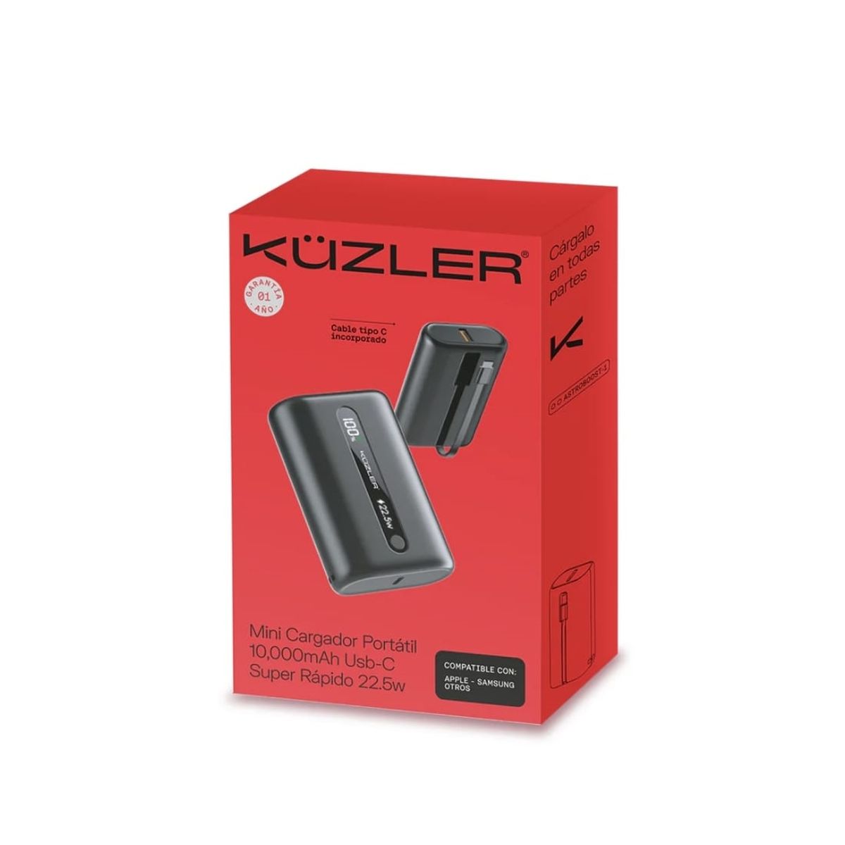 KUZLER - Mini Powerbank kuzler 10,000 mah carga super rápida 22,5W