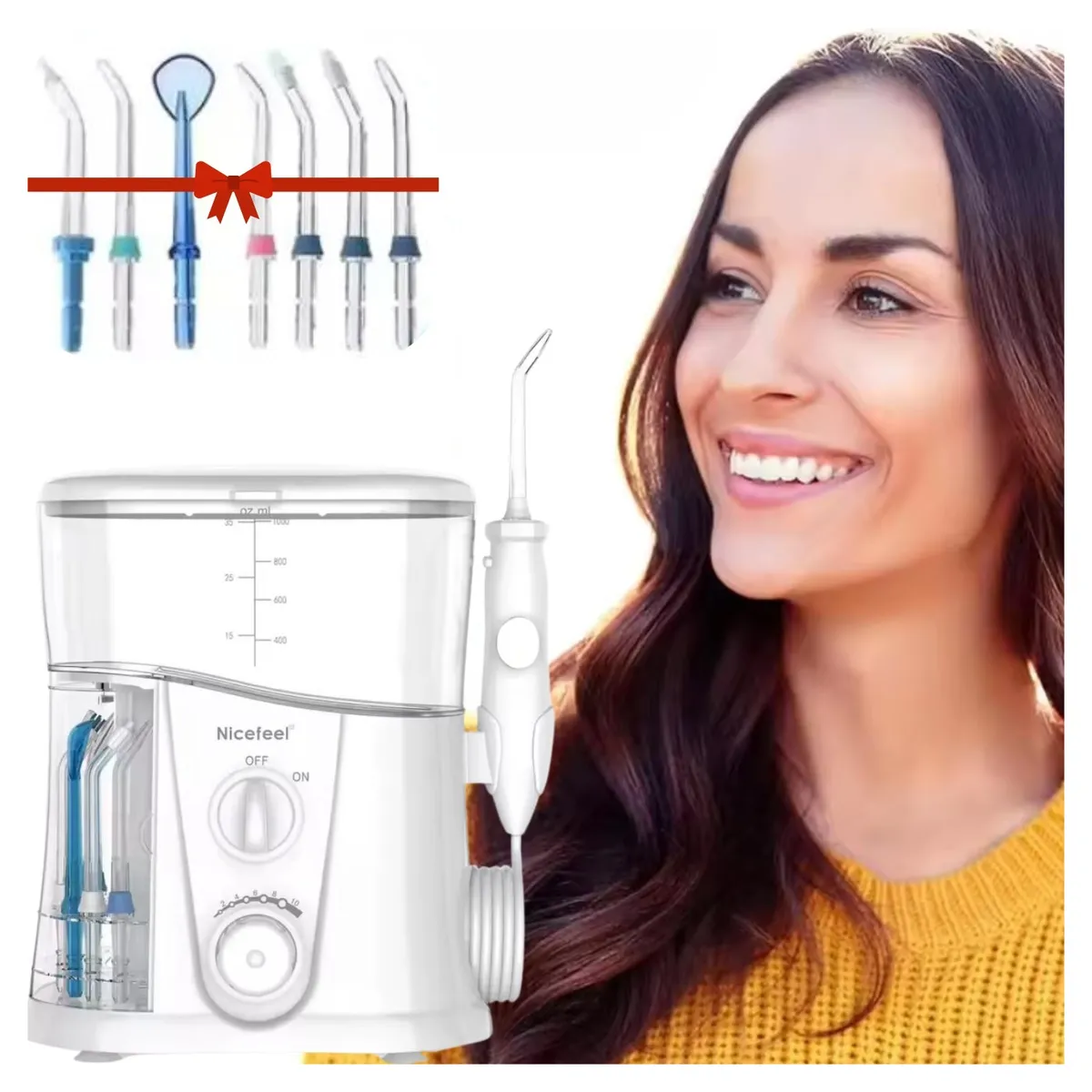 DAUER - Irrigador Dental Eléctrico 10 Modos de Limpieza +7 Boquillas