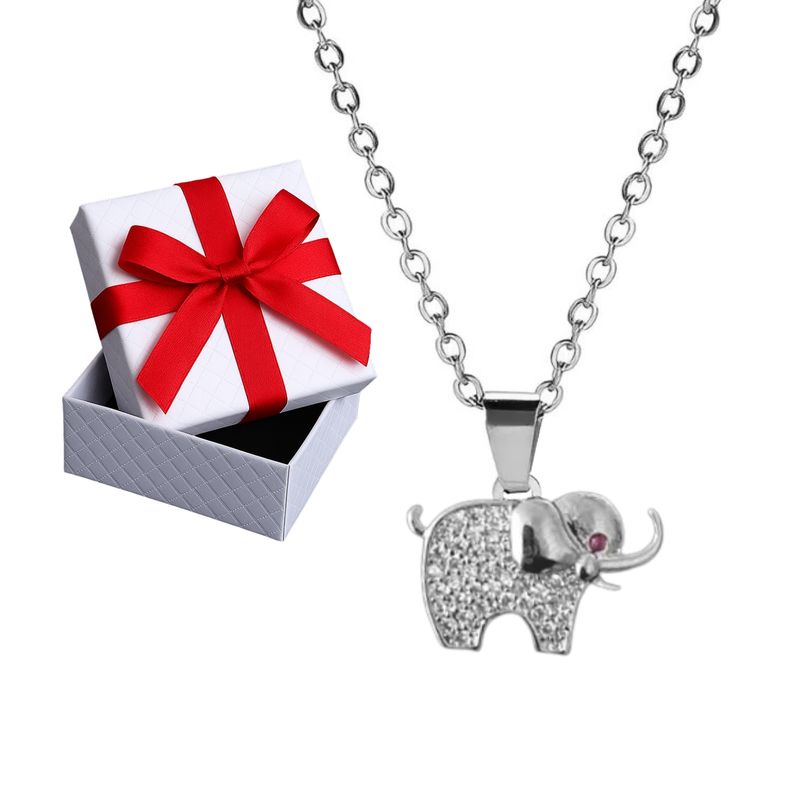 GENERICO - Collar Mujer Elefante Amuleto Regalo Novia Mamá Joya Acero