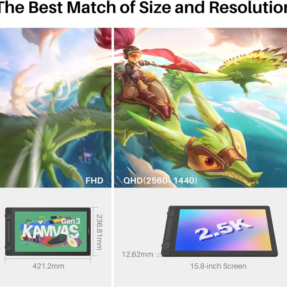 HUION - HUION KAMVAS 16 Gen 3 tableta de dibujo con pantalla