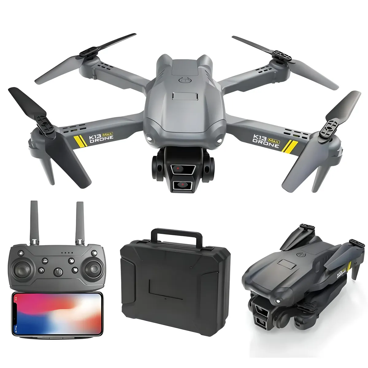GENERICO - DRONE VOLADOR MAX DOBLE CÁMARA HD ESTUCHE PROTECTOR PORTÁTIL