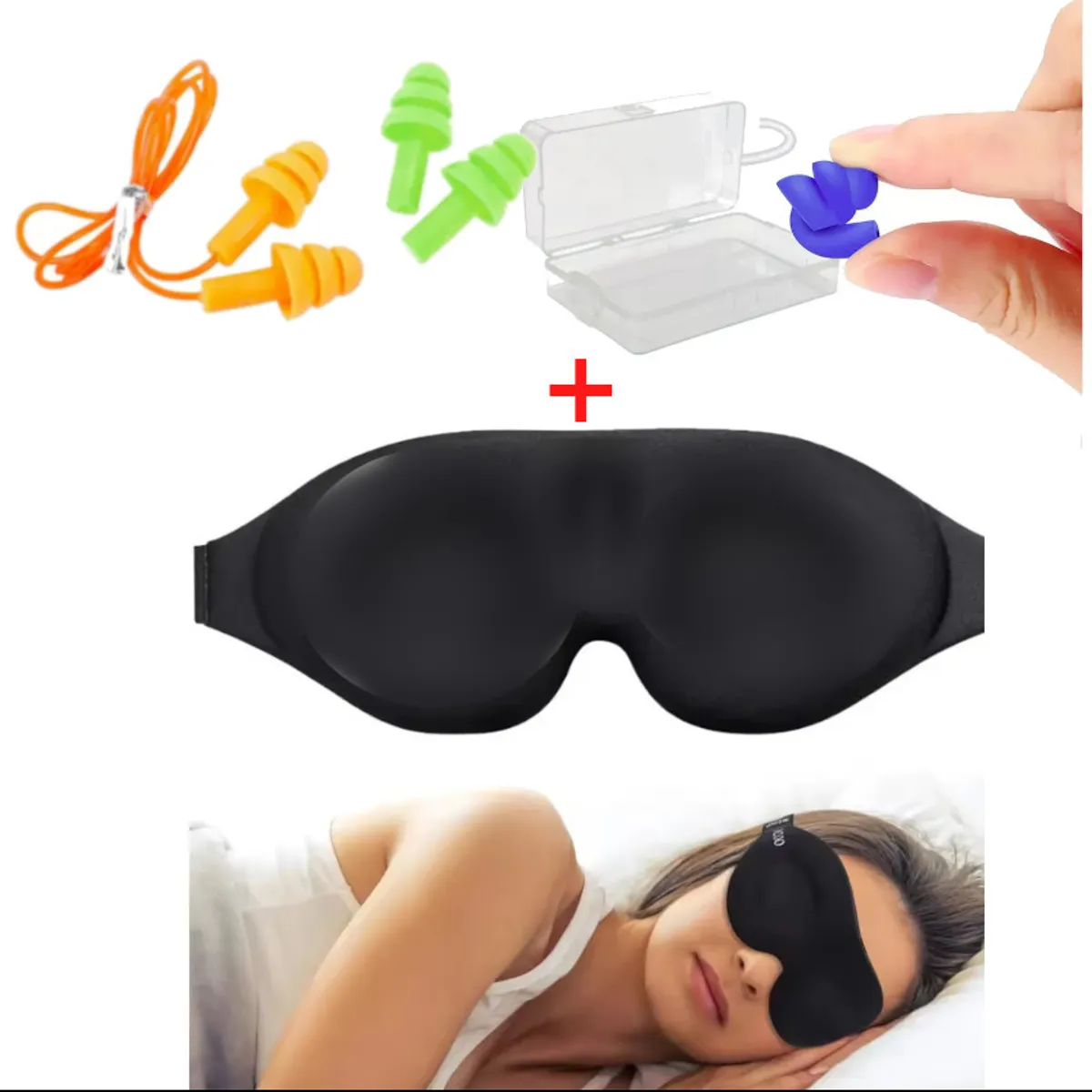 GENERICO - Protector Tapones Oido Aisla Ruido Prueba Agua + ANTIFAZ PARA DORMIR