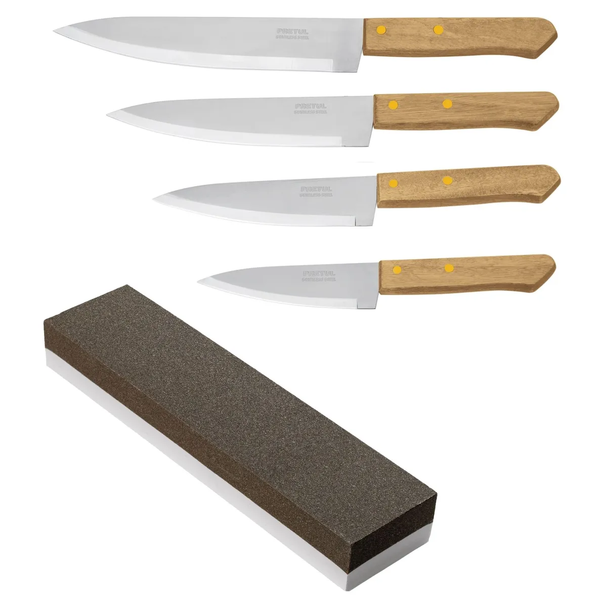 TRUPER - Combo Cuchillo de chef 4 Und, piedra afilador de cuchillo Truper