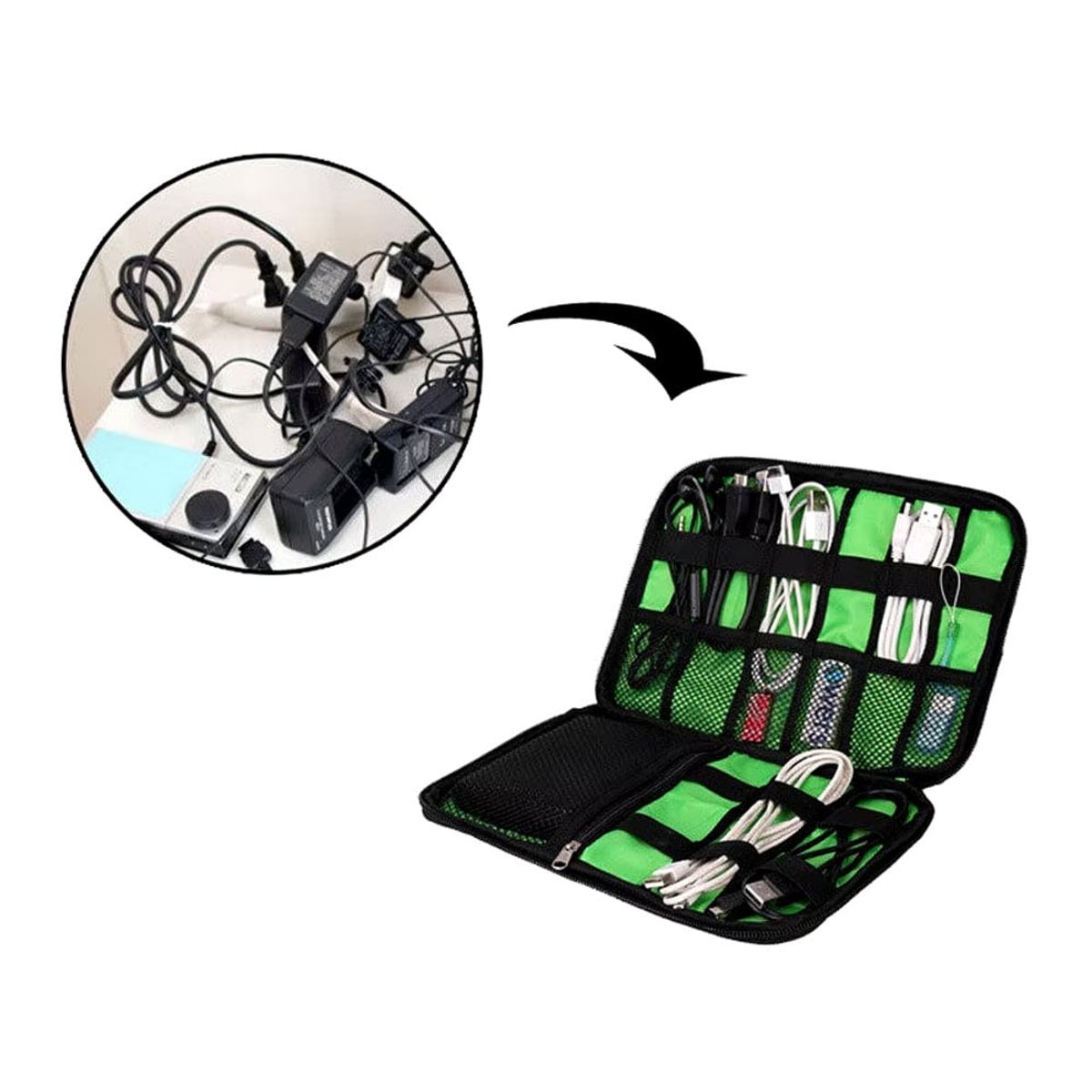 GENERICO - ESTUCHE ORGANIZADOR DE ACCESORIOS Y CABLES IMPERMEABLE COLOR MORADO