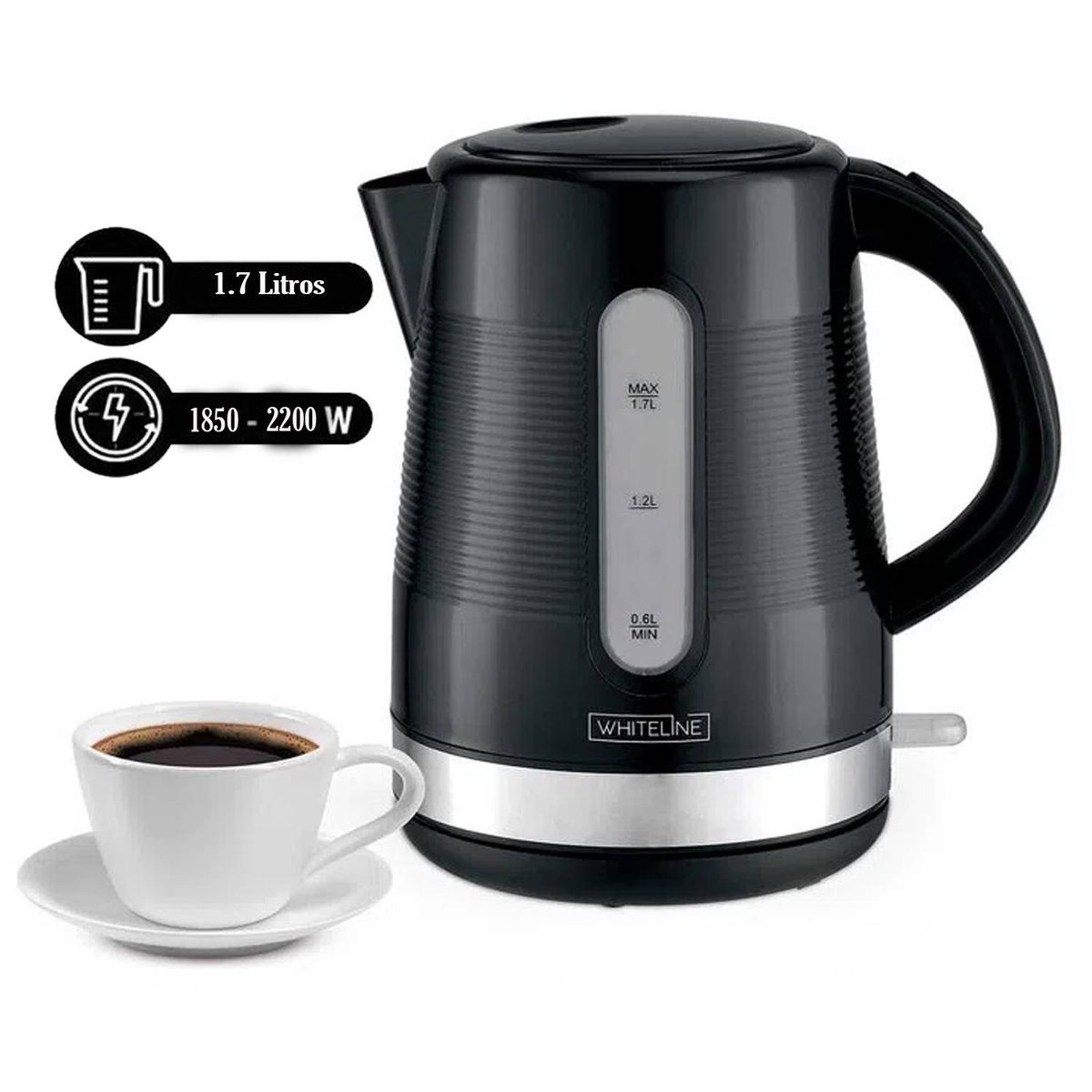 WHITELINE - Hervidor Eléctrico de 1.7 litros Whiteline 1707 Negro