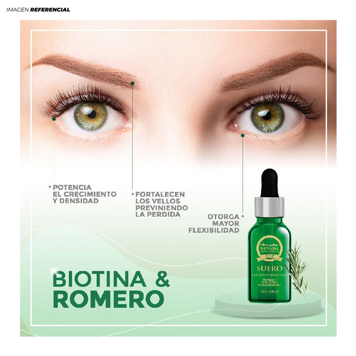 NEVADA NATURAL PRODUCTS - Aceite para las Cejas de Biotina & Romero crece Pelo de 15 ml