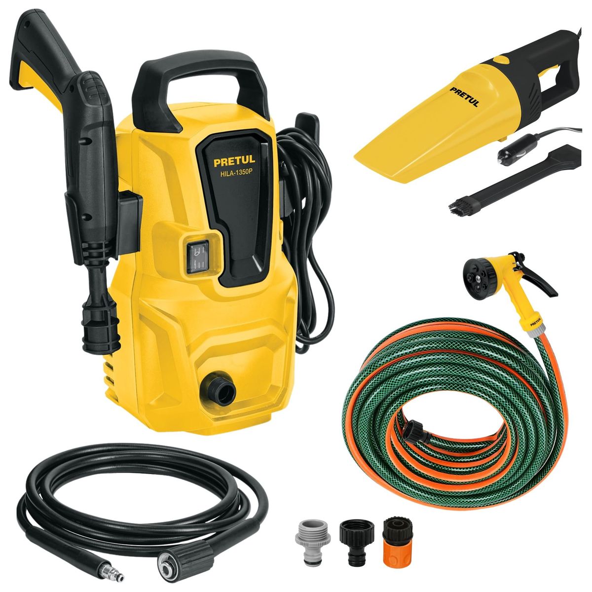 TRUPER - Hidrolavadora 1350 PSI aspiradora manguera 10m Combo Terrynator truper