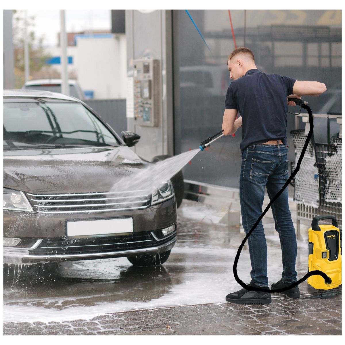 TRUPER - Hidrolavadora 1350 PSI aspiradora manguera 10m Combo Terrynator truper