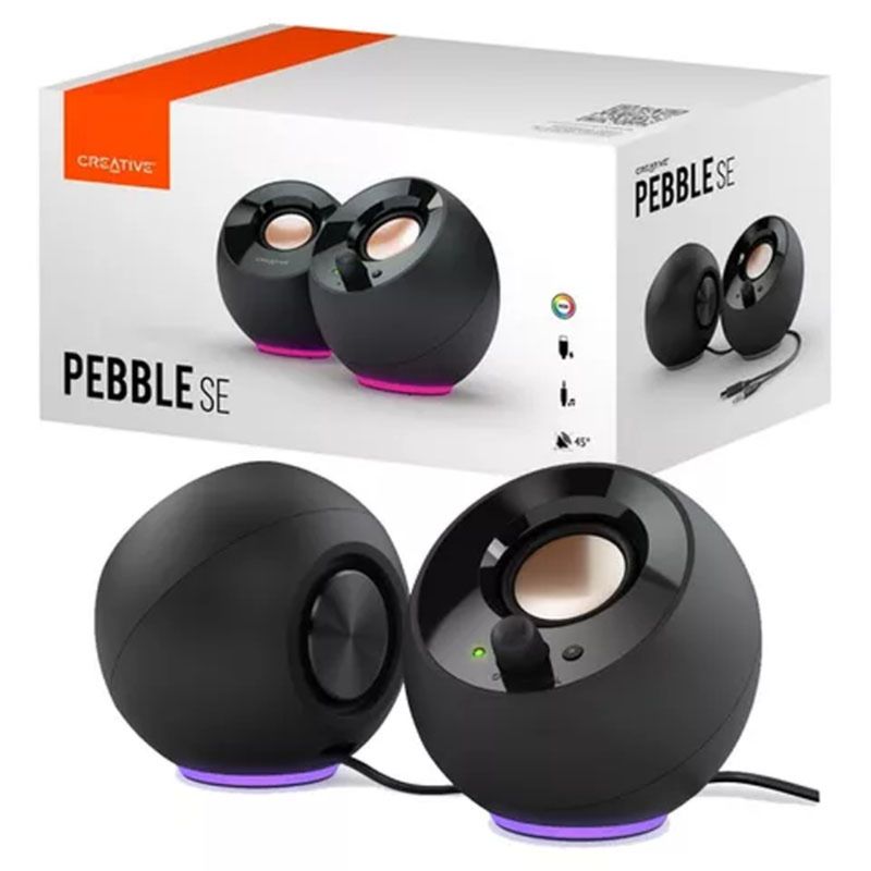 CREATIVE - PARLANTE CREATIVE PEBBLE SE RGB 2.0 4.4W / 8.8W 3.5MM USB-POWER BLACK