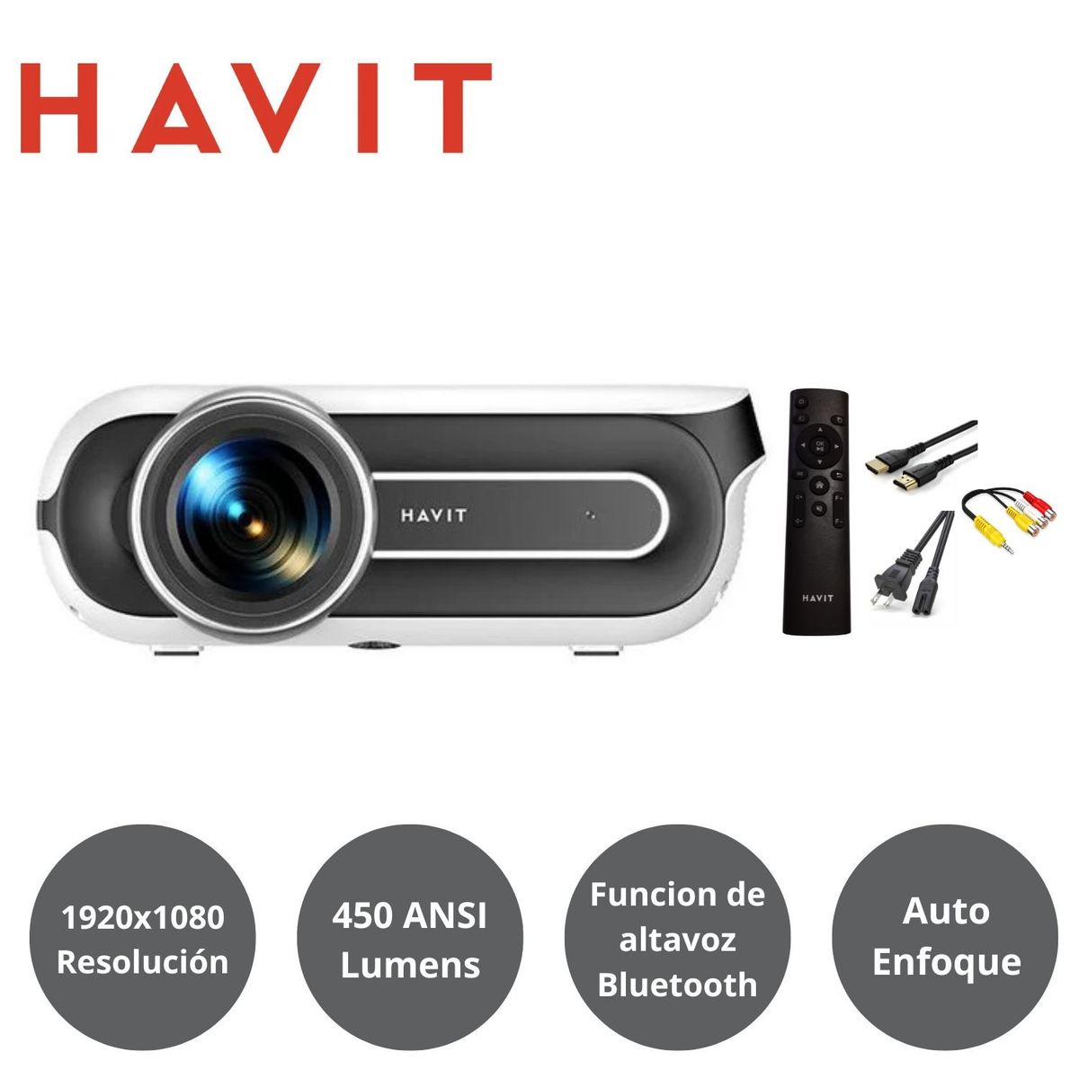 HAVIT - Proyector Multimedia Havit PJ209A Pro 450ansi Lumens Android-Tv Blanco