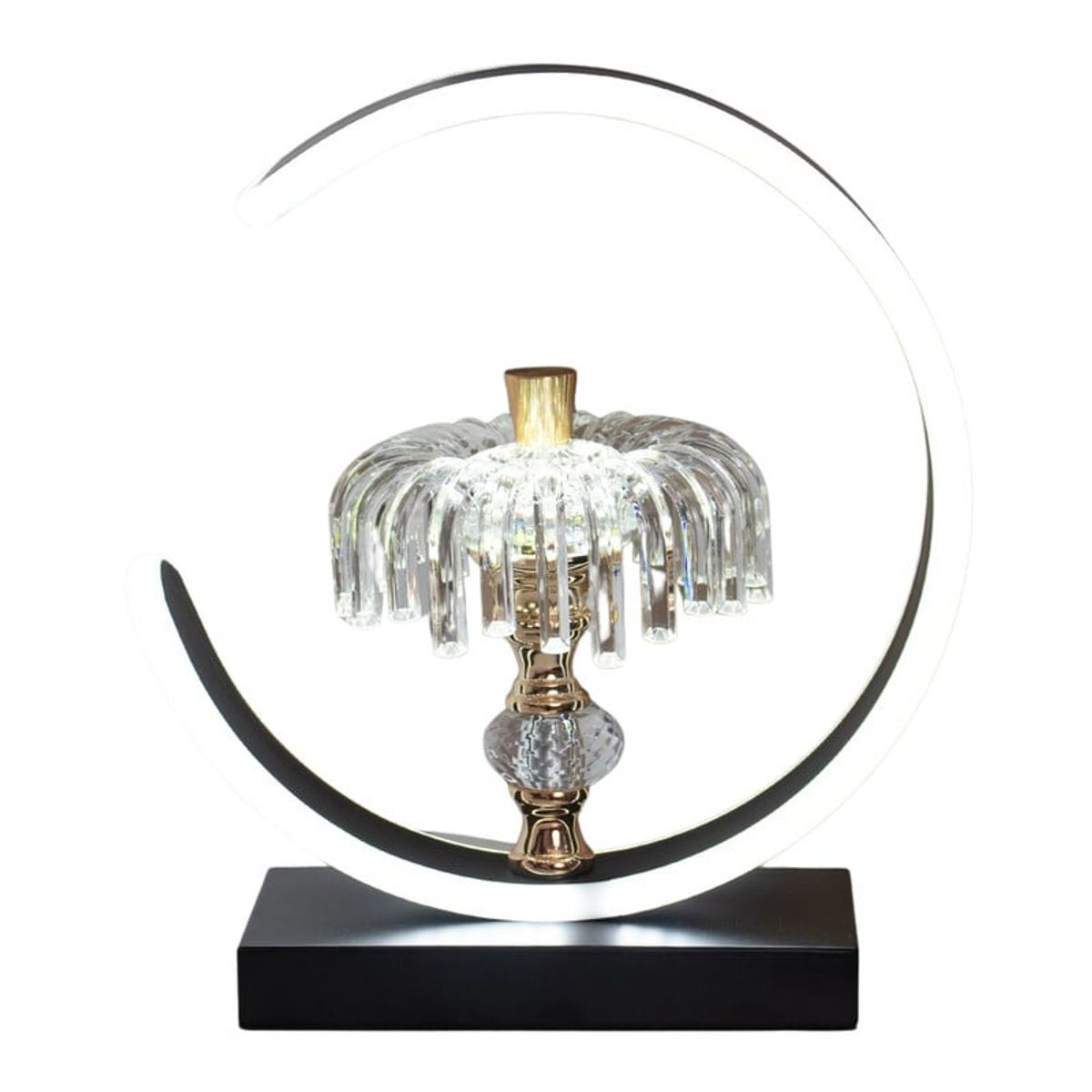 PANADECOR - Lámpara De Mesa Panadecor Iris Circular 28Cm Hierro Y Cristal