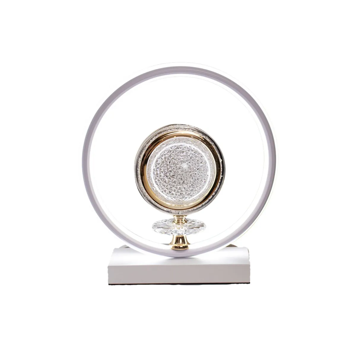 PANADECOR - Lámpara De Mesa Panadecor Romina Circular 31Cm Hierro Y Cristal