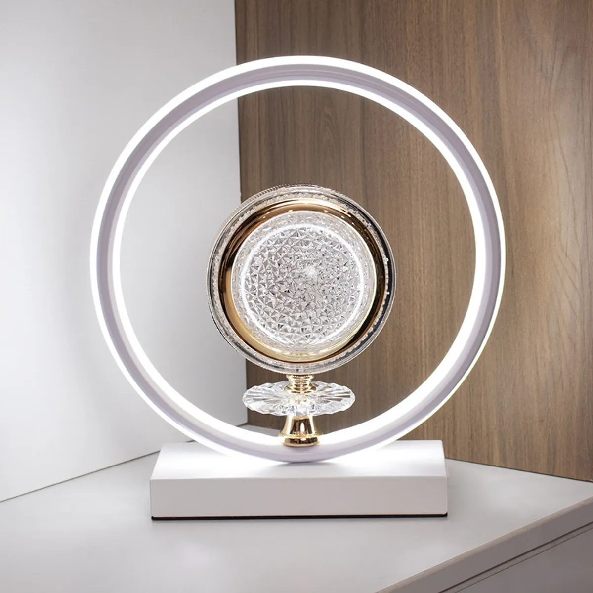 PANADECOR - Lámpara De Mesa Panadecor Romina Circular 31Cm Hierro Y Cristal