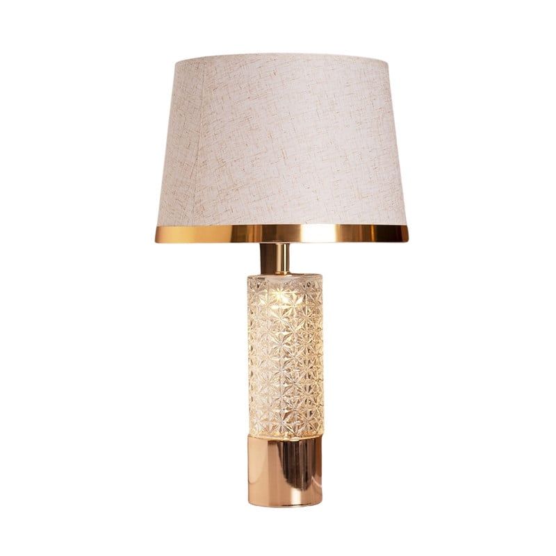 PANADECOR - Lámpara De Mesa Base Cristal Texturizado Pantalla Beige