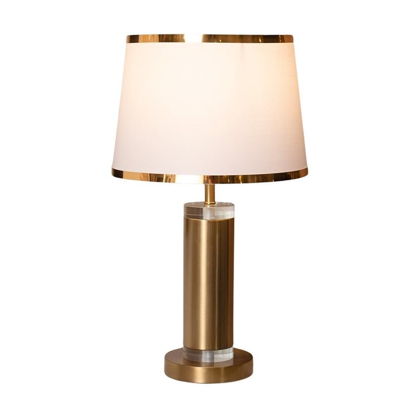 PANADECOR - Lámpara De Mesa Base Cilíndrica Hierro Pantalla Dorada