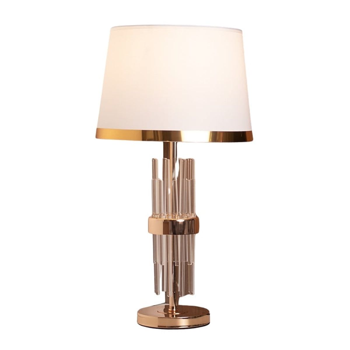 PANADECOR - Lámpara De Mesa Cristal Estructura Dorada Elegante