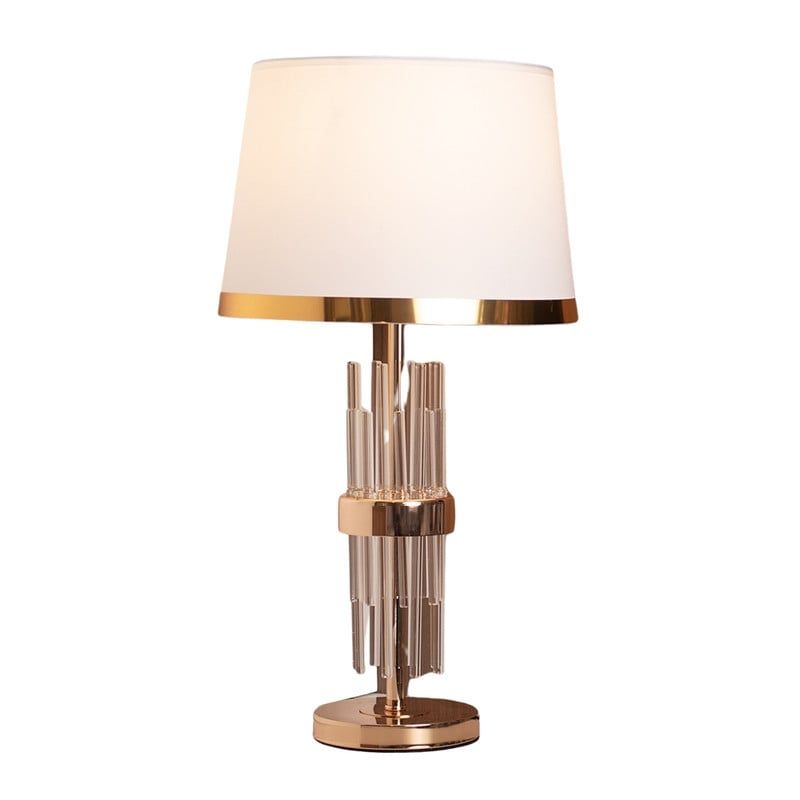 PANADECOR - Lámpara De Mesa Cristal Estructura Dorada Elegante