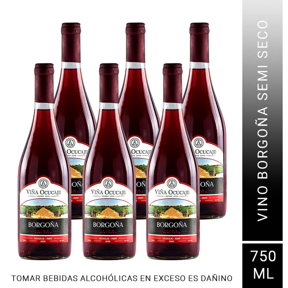OCUCAJE - Pack x6 Vino Borgoña Ocucaje 750 ml