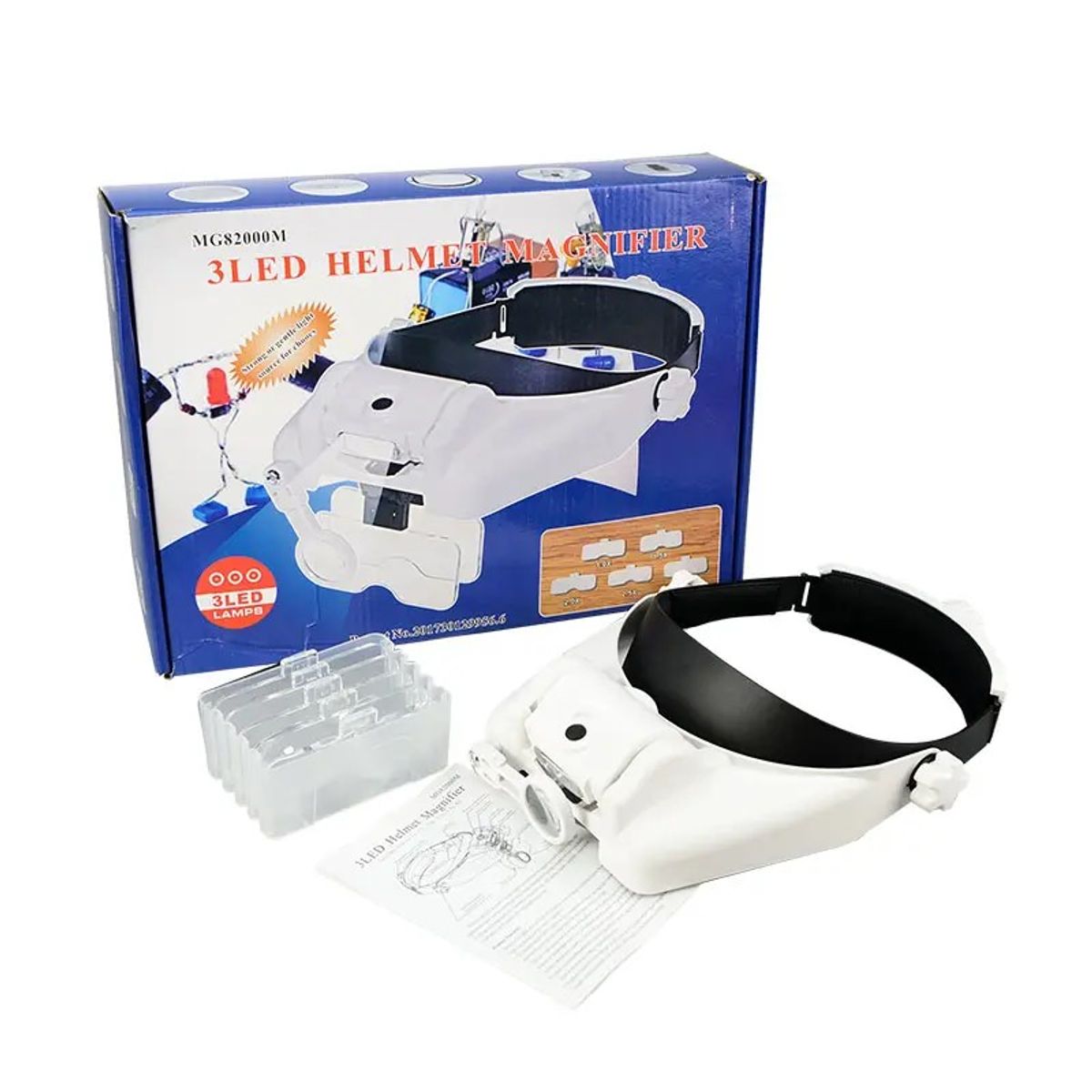 GENERICO - Visera De Cabeza Lupa Con Luz Led + 5 Lentes