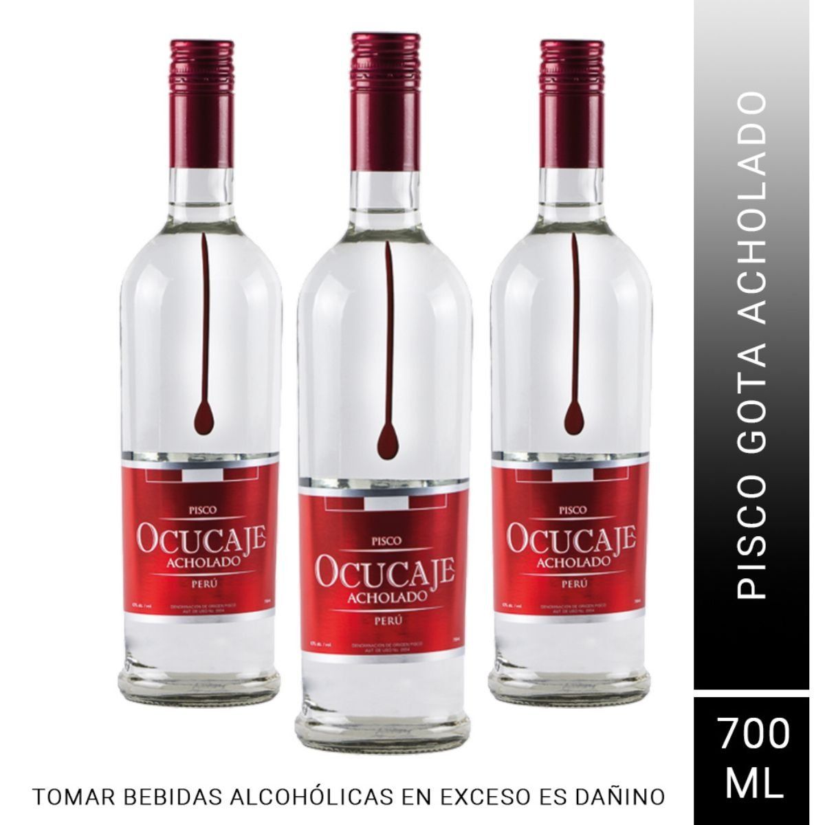 OCUCAJE - Pack x3 Pisco Gota Ocucaje Acholado X 700 ml
