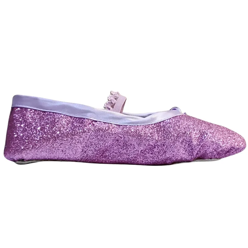 NACIONAL - Zapatillas De Ballet Media Punta Cuerina Escarchada - Lila