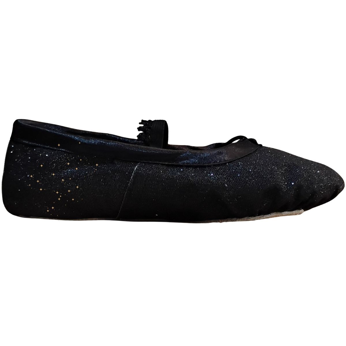 NACIONAL - Zapatillas De Ballet Media Punta Cuerina Escarchada - Negro