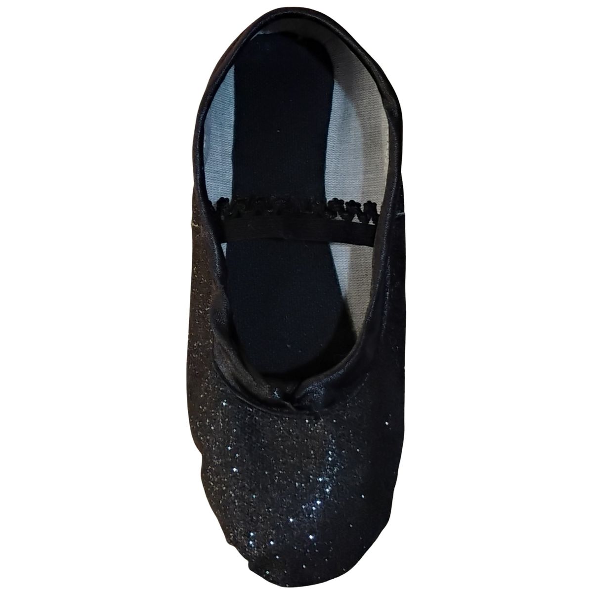 NACIONAL - Zapatillas De Ballet Media Punta Cuerina Escarchada - Negro