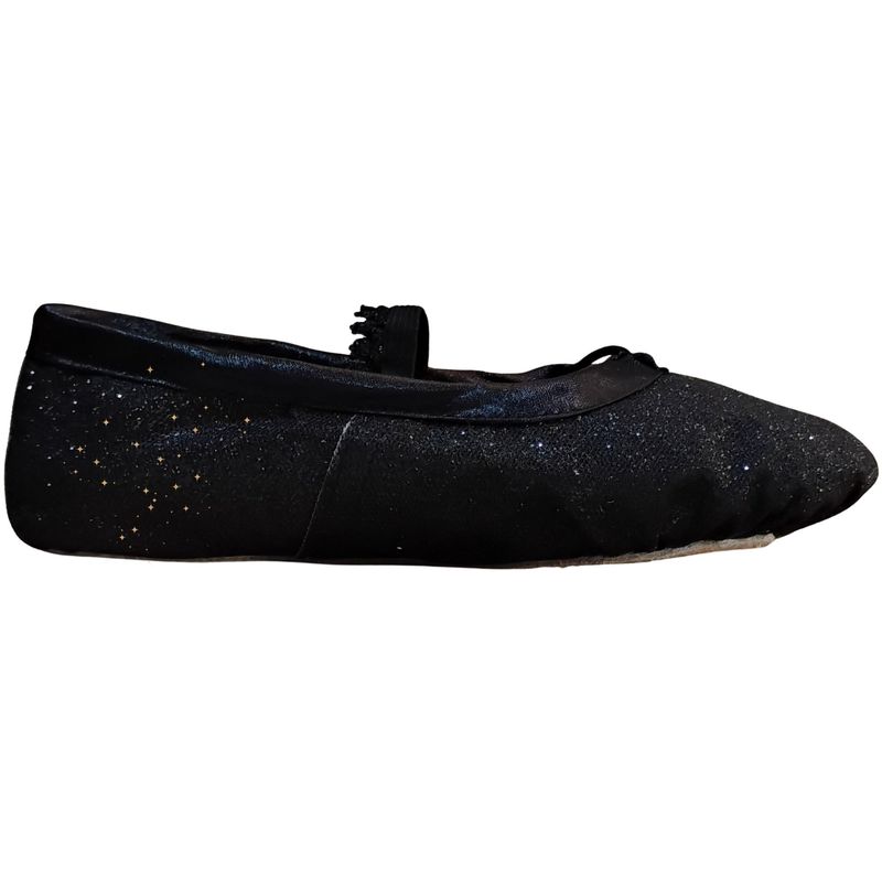 NACIONAL - Zapatillas De Ballet Media Punta Cuerina Escarchada - Negro