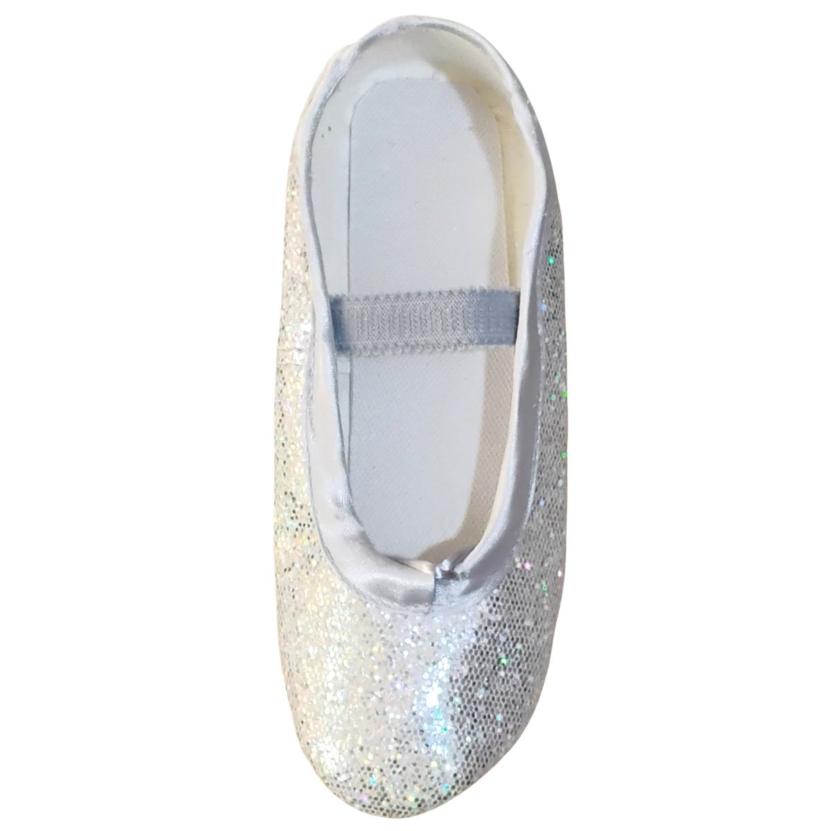 NACIONAL - Zapatillas De Ballet Media Punta Cuerina Escarchada - Plateado