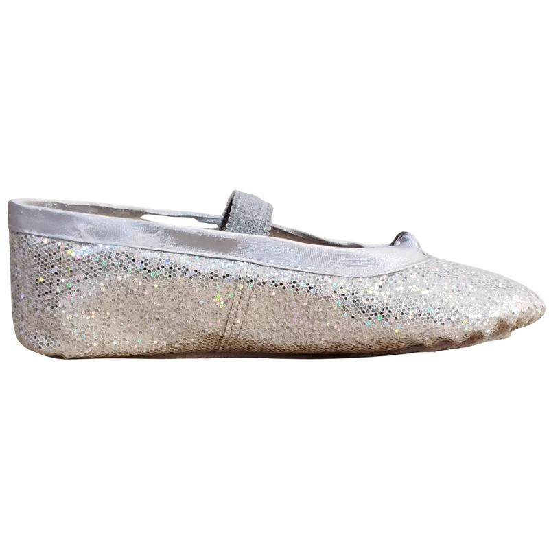 NACIONAL - Zapatillas De Ballet Media Punta Cuerina Escarchada - Plateado