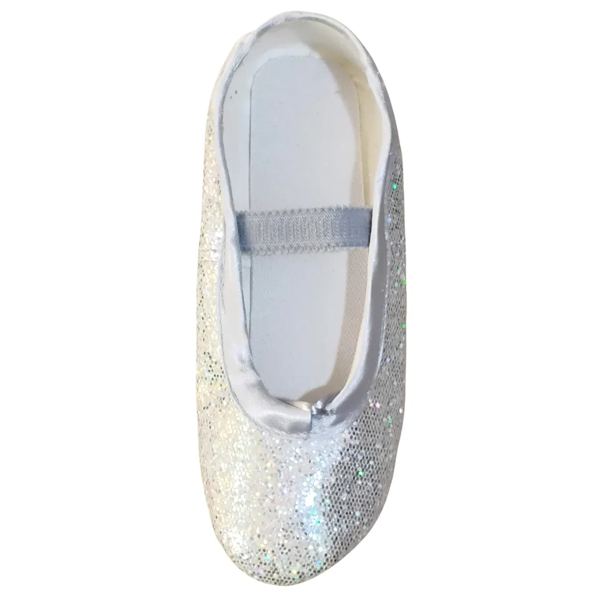 NACIONAL - Zapatillas De Ballet Media Punta Cuerina Escarchada - Plateado