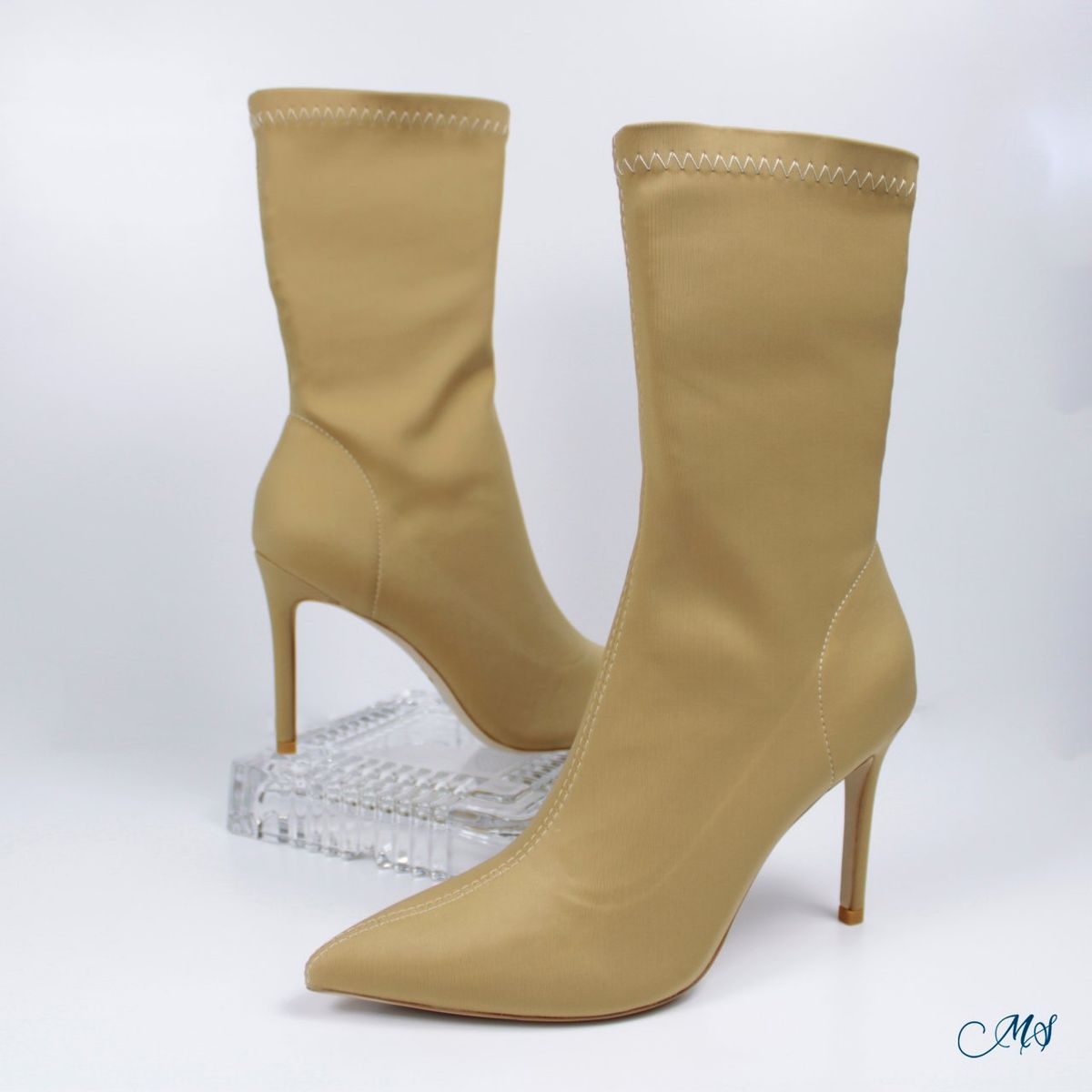 MARGLO SHOES - BOTINES LICRA MUJER M31 CREMA